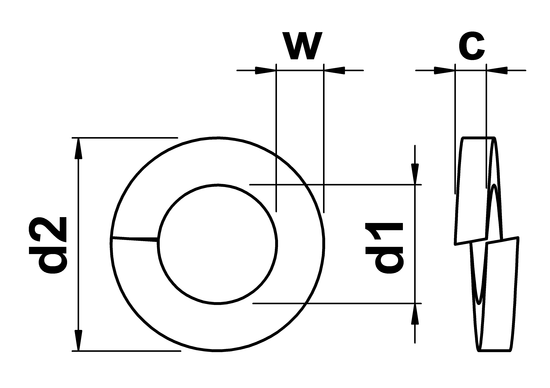 technical drawing of Rectangular Section Imperial Spring Washers
