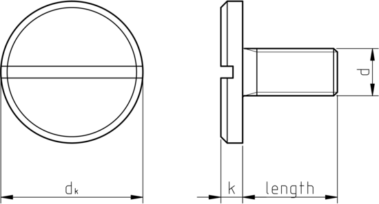 technical drawing of Slotted Large Pan Head Screw DIN 921