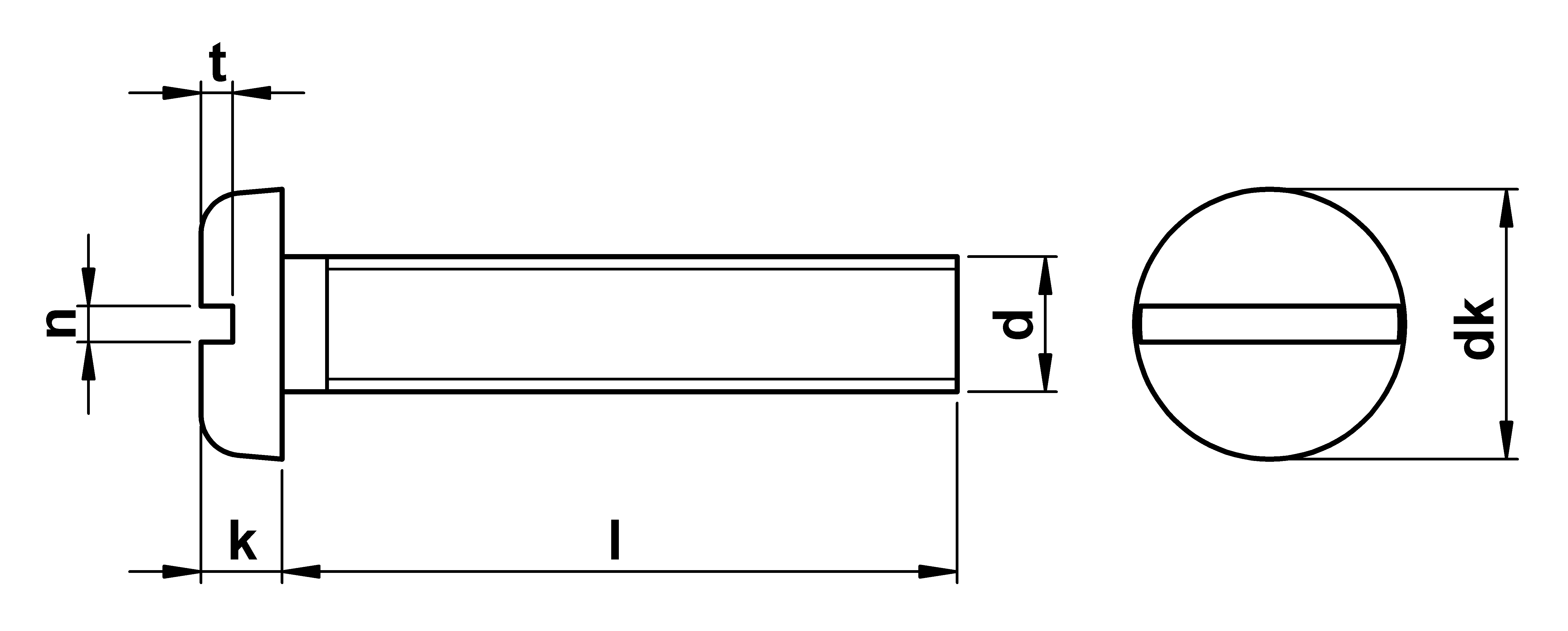 technical drawing of Slotted Pan Head Machine Screws DIN 85