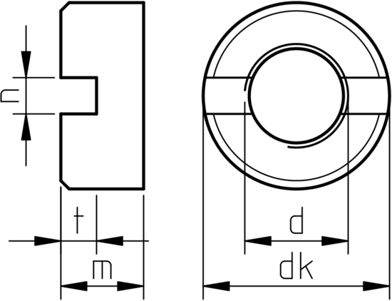 technical drawing of Slotted Round Nuts DIN 546