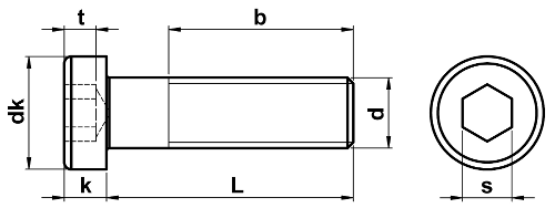 technical drawing of Socket Low Head Cap Screws DIN 7984