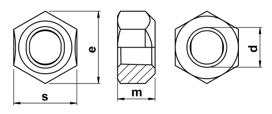 technical drawing of Stover All Metal Locking Nuts DIN 980, Type V