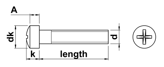 technical drawing of UNC Phillips Fillister Head Machine Screws ASME B18.6.3