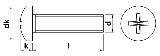 technical drawing of UNC Phillips Pan Head Machine Screws ASME B18.6.3