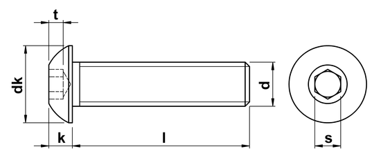 technical drawing of UNC Socket Head Button Screws ASME B18.3