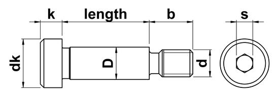 technical drawing of UNC Socket Head Shoulder Screws ASME B18.3-2012