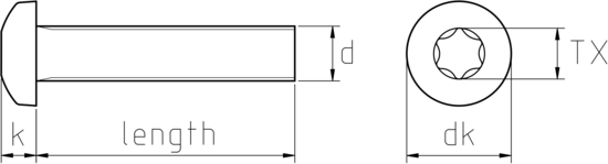 technical drawing of UNC Torx Pan Machine Screws ASME B18.6.3