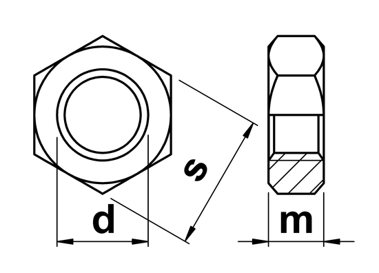 technical drawing of UNF Half Nuts (Lock Nut) ASME B18.2.2