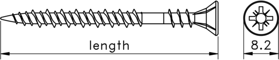 technical drawing of Ulti-Mate Professional Floorboard Screws