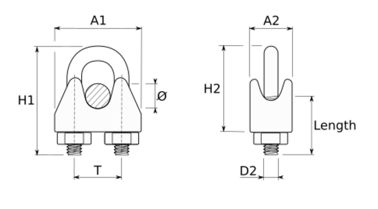 technical drawing of Wire Rope Clamp, Sim. DIN 741