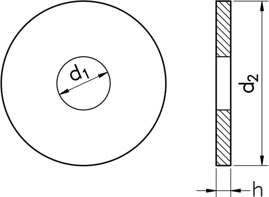 technical drawing of Wood Construction Washer to DIN 440, Type R