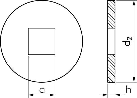 technical drawing of Wood Construction Washer to DIN 440, Type V
