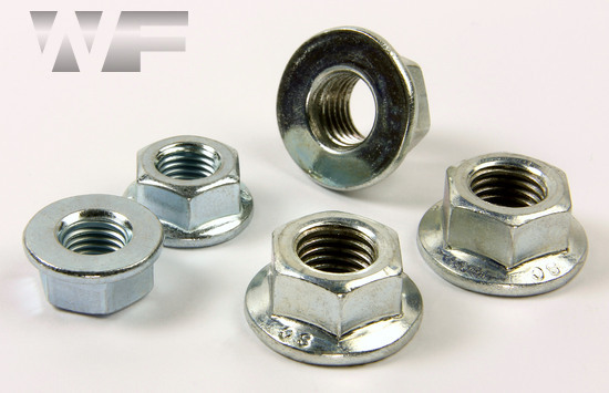 Hex Flange Nut Unserrated Metric Fine Pitch Thread DIN 6923 in BZP-8 image