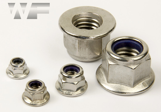 Hex Plain (Non-Serrated) Flange Nuts with Nylon Insert DIN 6926 in A4 image