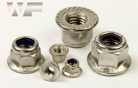 Hex Serrated Flange Nuts with Nylon Insert in A4 image