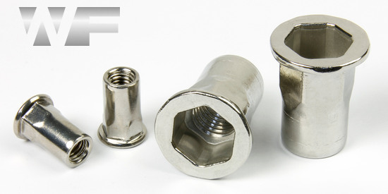 Rivet Nut Hex with Flat Head, Open Type in A2 image