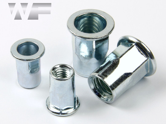 Rivet Nut Hex with Flat Head, Open Type in BZP image